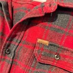 Orvis Heavyweight Flannel Plaid Shirt Jacket Classic Red Black Size XL